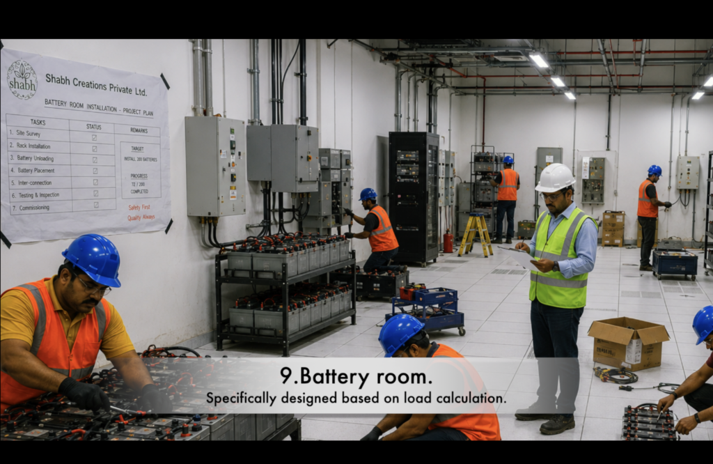 Shubh creation employees working in battery room