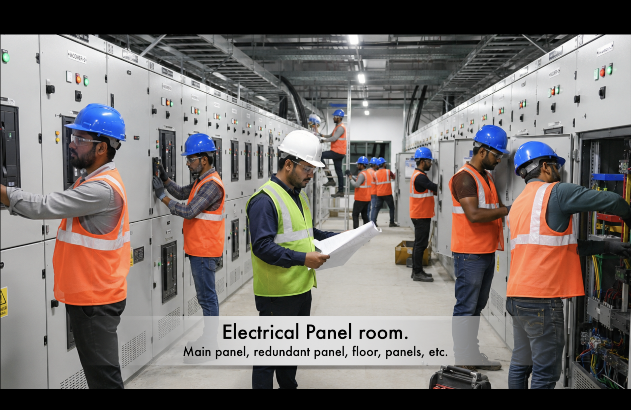 Electrical panel and switchgear room installation