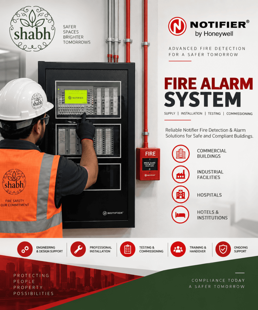 Notifier fire alarm installation and panel commissioning in Noida
