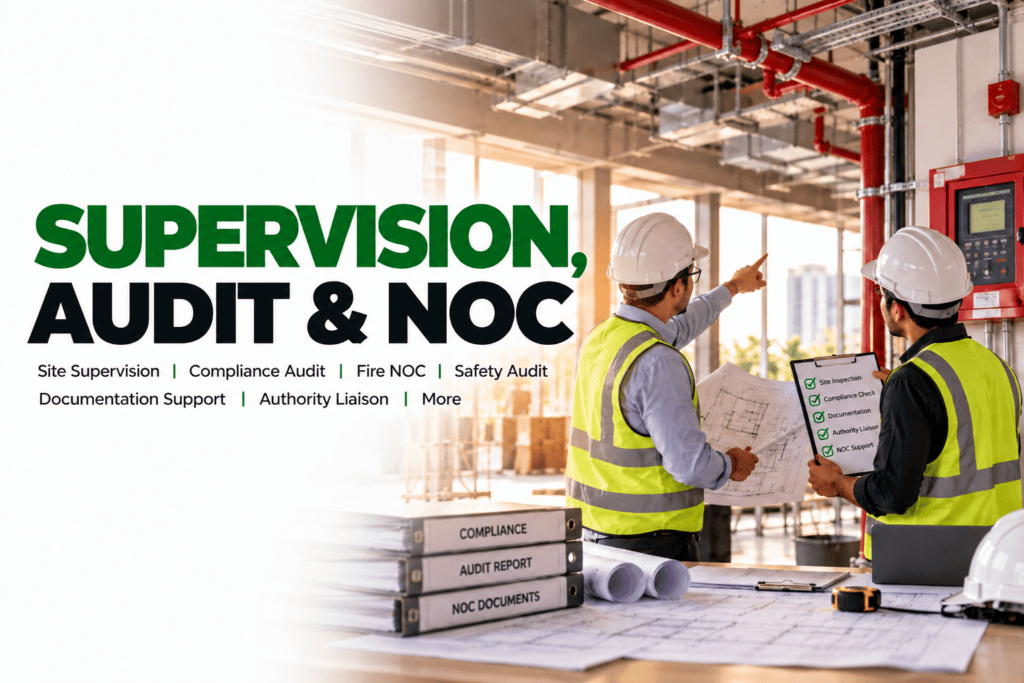 Expert fire NOC consulting and building compliance by turnkey MEP contractor card